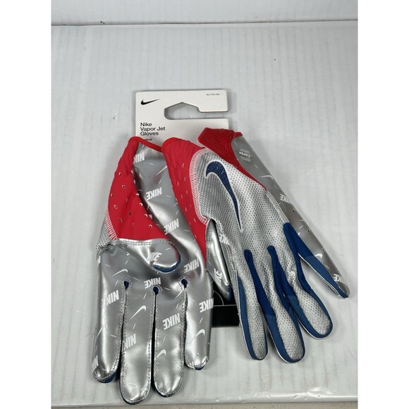 Size XL Nike Vapor Jet 7.0 Football Gloves Gray Blue Red Receiver Grip NEW - Picture 1 of 3